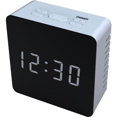 MINKUROW Spiegeloberfläche Digitaluhr mit LED Zeitanzeige Snooze Temperatur Feuchtigkeitserkennung Schwarz