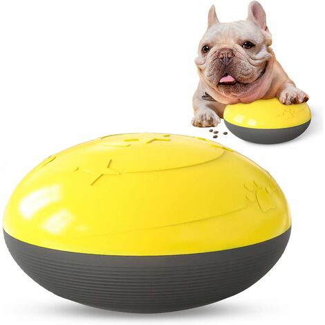 MINKUROW Spielzeugball für Hunde Ballspielzeug Unzerstörbares Hundekauspielzeug Gummispielzeug Hundeball Ball Interaktives Spielzeug Quietschender Hundesnackball (Gelb)