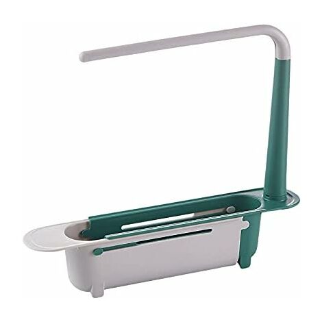 MINKUROW Spülenregal, verstellbarer Spülen-Organizer, Spülenkorb, Teleskop-Spülen-Organizer, Halter, Geschirrtuch-Aufhänger für Zuhause, Küche, Grün