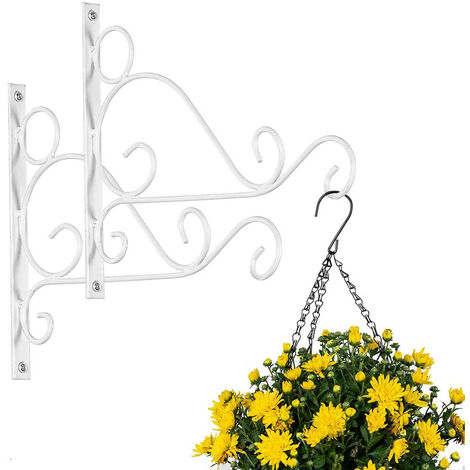 MINKUROW Staffa Per Cesto Sospesa Bianca, Ganci Per Staffe A Parete Lunghi 30 Cm, Supporto Per Piante Sospese, Ganci Da Giardino Sospesi, Staffa Per Esterni Per Lanterne Per Piante Sospese Casette Per