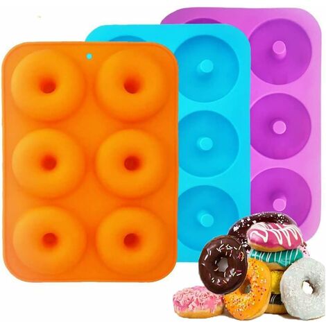 per 6 ciambelle blu + arancione per 6 ciambelle bagel confezione da 2 pezzi da 6 pezzi muffin Stampo in silicone antiaderente per ciambelle 