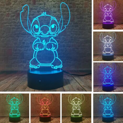 MINKUROW Stitch Night Light Regali, Lilo E Stitch 3d Led Lampada Da Tavolo Telecomando Telecomando Intelligente Stitch Lampada Da Tavolo 16 Colori Stitch Light Per Regali Di Natale Stitch Decorazione 