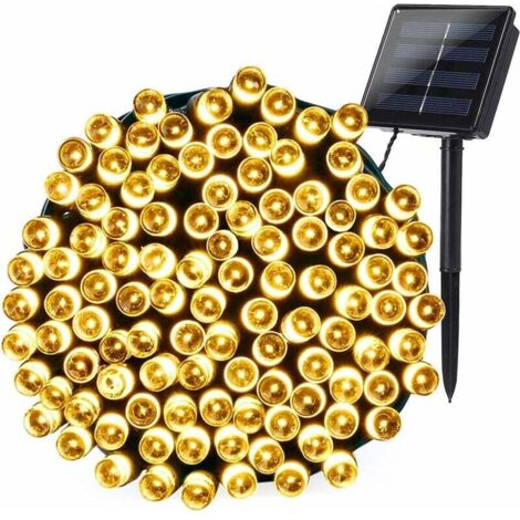 MINKUROW Stringa Di Luci Solari, 22m 200 Led Luci Di Natale Impermeabili, 8 Modalità Di Illuminazione Luci Decorative Per Giardino, Patio, Recinzione, Compleanno, Matrimonio (Bianco Caldo) [Classe Di 