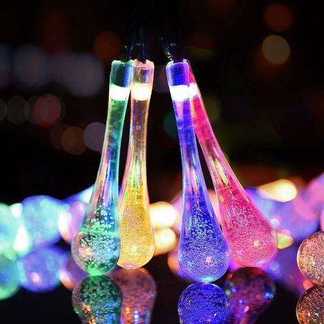 MINKUROW Stringa Di Luci Solari, 7m 50 Led Stringa Di Luci Per Esterni 8 Modalità Di Luci Solari A Goccia D'acqua Impermeabili Per Giardino, Patio, Cortile, Feste (Multicolore)