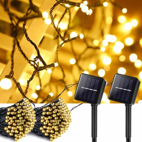MINKUROW Stringa Di Luci Solari Da Esterno, 2 Pezzi 12m 100 Led Stringa Di Luci Solari Impermeabili 8 Modalità Lampada Decorativa A Luce Impermeabile Per Giardino, Patio, Cortile, Natale, Matrimonio, 