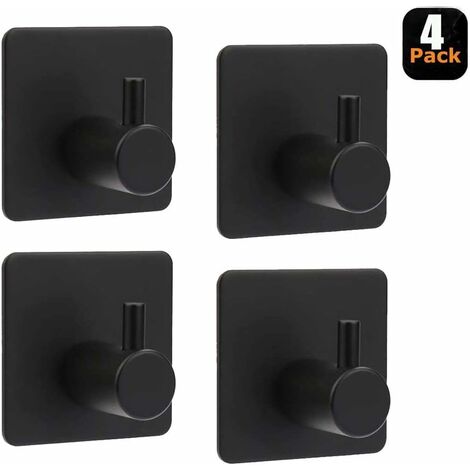 MINKUROW Stück Edelstahl-Klebehaken 8 kg max. Wandhaken für Badezimmer, Handtuchhalter, Familie, Büro, selbstklebend, schwarz