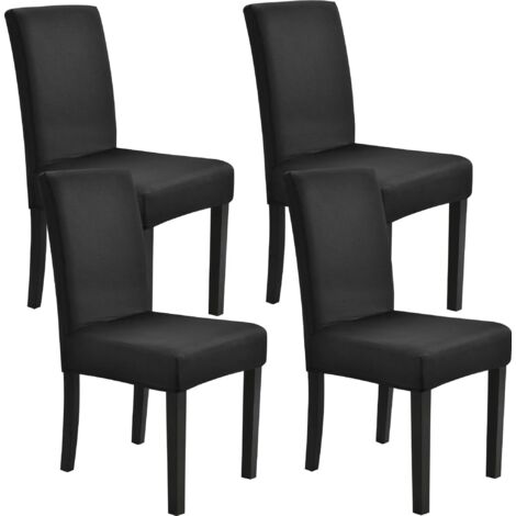 MINKUROW Stuhlhusse 4er Set 42-53 cm Dunkelgrau Maschinenwaschbar Schonbezug Stuhlhusse Stretch Stuhlhusse (Schwarz)