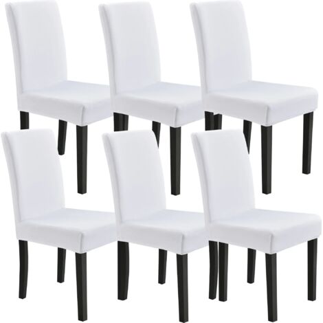 MINKUROW Stuhlhusse 6er Set 42-53 cm Dunkelgrau Maschinenwaschbar Schonbezug Stuhlhusse Stretch Stuhlhusse (Weiß)