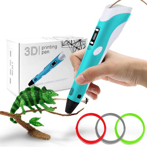 Artisanat,Inspirer la Créativité Stylo de dessin 3D avec écran LCD Cadeaux pour les Amateurs de Graffiti Stylo Doodler 3D Filament PLA 3 couleurs 9 m Jaune Stylo d'impression 3D Stylo 3D 