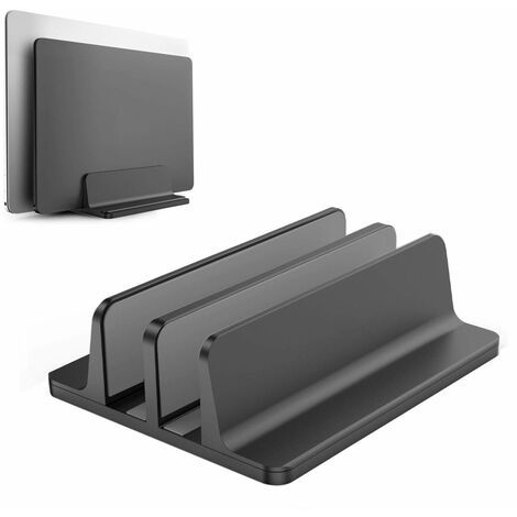 MINKUROW Supporto Per Laptop In Alluminio Supporto Verticale Salvaspazio Regolabile Per Macbook Pro/Air, Notebook E Tablet Samsung Ultrabook, Lenovo E Altri (Nero)