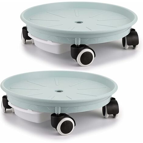 MINKUROW Supporto per Vaso da Fiori con Ruote, Supporto per Piante, Supporto per Piante da 12" con Contenitore per Acqua per Giardino, Patio, Cortile, Ponte, Capacità di Carico 60 kg, Set di 2