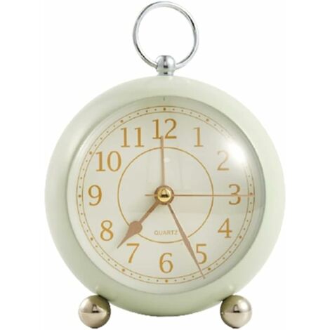 Sveglia da scrivania a batteria con luce, retro silenzioso nessun  ticchettio analogico Piccolo orologio, sveglie da tavolo vintage rumorose  per comodino (verde)