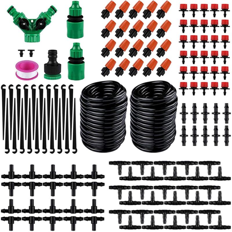 Minkurow - Système d'irrigation Jardin, 20M/65FT Micro Irrigation Goutte à Goutte Kit Automatique système d'irrigation d'arrosage Réglable pour
