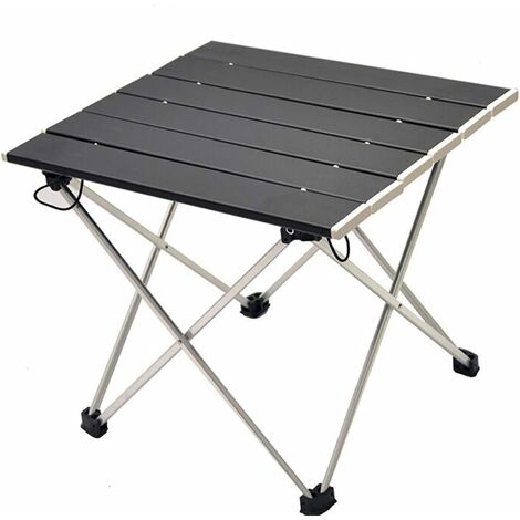 MINKUROW Tables De Campings Portables Avec Plateau En Aluminium : Table Pliante Dans Un Sac Pour Pique-Nique, Camping, Plage, Bateau, Utile Pour Manger Et Cuisiner Avec Brûleur, Facile À Nettoyer Noir