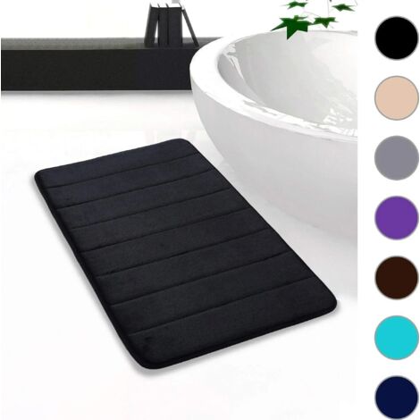 MINKUROW Tappetino Da Bagno Tappetino Da Bagno Assorbente Antiscivolo Tappetino Da Bagno Lavabile - 60 X 90 Cm (Nero)