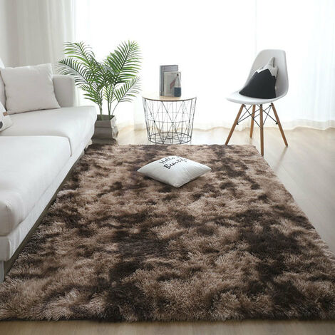 MINKUROW Tappeto Da Pavimento Soffice Tappeto Soffice In Pelliccia Sintetica Tappetino Decorativo Sfumato Per Camera Da Letto Soggiorno Sala Da Pranzo (Marrone, 120×200 Cm)