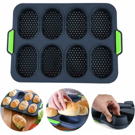 8 griglie Teglia da Forno per Baguette,pour Cuocere Pane e Panini Francesi Vassoio Croccante Teglia da Forno per Mini Baguette,1 pezzo Perforata Antiaderente Teglia Silicone Antiaderente Vassoio 