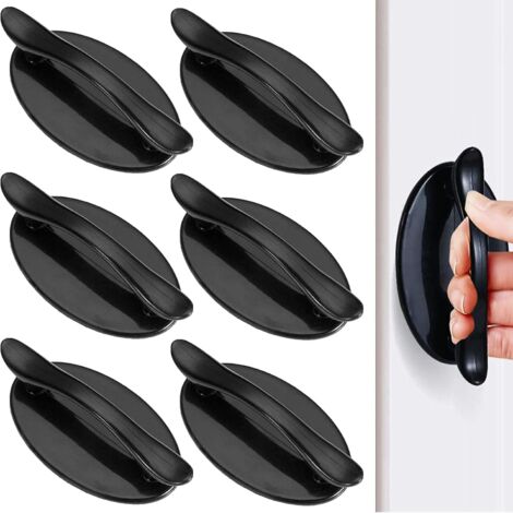 MINKUROW Teile selbstklebender Griff, klebriger Türgriff, selbstklebender Ziehgriff, schwarze Schrankgriffe, Schubladengriff, Außengriff, Schubladenknöpfe, ABS-Kunststoffgriff, Fensterzubehör, Griff f