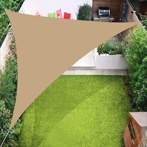MINKUROW Tenda A Vela Triangolare, Copertura Per Tenda Da Sole Con Blocco Uv Al 98% Per Patio, Prato, Giardino, Cortile Esterno, Sabbia 3,6 x 3,6 x 3,6