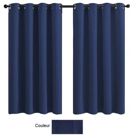 MINKUROW Tende Oscuranti Termoisolanti, Design Moderno Con Passacavo, Tende Per Camera Da Letto E Soggiorno, 132x183 Cm (Larghezza X Altezza), Set Da 2 Pezzi Blu Scuro