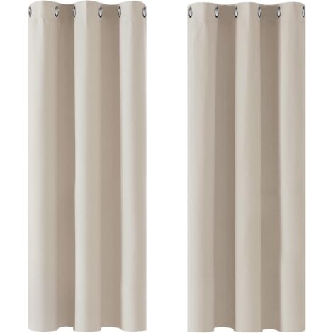 MINKUROW Thermoisolierte Verdunkelungsvorhänge Anti Kälte, Modernes Ösen-Design, Vorhänge für Wohn- und Schlafzimmer, 108 x 137 cm (Breite x Höhe), Hellbeige, 2 Stück