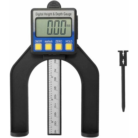 MINKUROW Tiefenmesser, LCD-Digital-Messschieber mit hoher Genauigkeit, Höhen- und Tiefenmesser mit Messbereich 0-80 mm unten mit Magnet