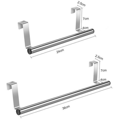 MINKUROW Toallero Colgador Para Puertas De Armario, Secador De 1 Barra De Acero Inoxidable, 24x4x7cm + 36x4x7cm, Accesorio De Cocina Y Baño Sin Taladrar (2 Piezas)