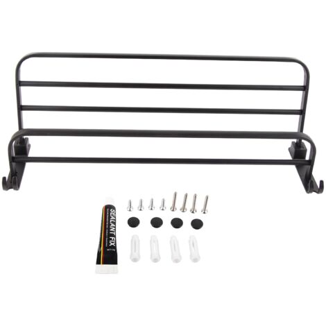 MINKUROW - Toallero de baño de pared con estantes, doble plegado, aluminio espacial, giratorio 90°, 60 x 25 x 17,5 cm, negro, con estante y gancho para toallas