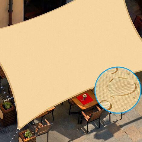 MINKUROW Toldo Vela Con Cuerda, Toldo Para Jardín Exterior Patio Patio, Impermeable Y Protección Uv- Rectangular 3x4m, Arena