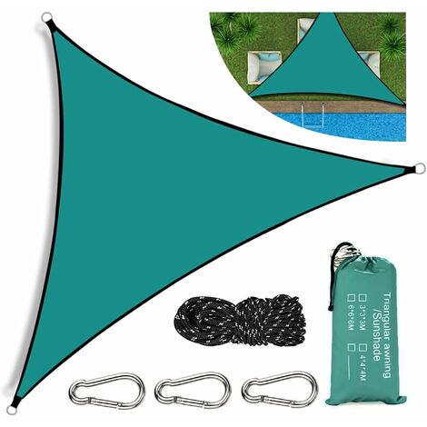 MINKUROW Toldo Vela Triangular 3x3x3m Parasol Impermeable Impermeable Protección UV con Bolsa de Transporte Cuerdas de sujeción Mosquetón para Jardín Balcón Patio Verde Oscuro