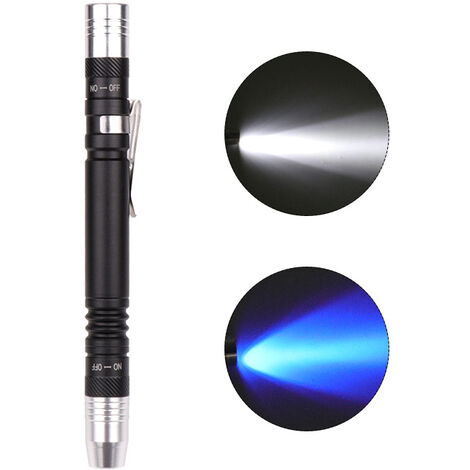 MINKUROW Torcia Ultra Violetta Per Torcia Ultra Violetta Bianca Lampada Di Prova 395nm Mini Torcia Uv 2 In 1 Led Uv Blacklight 2 Sorgente Luminosa
