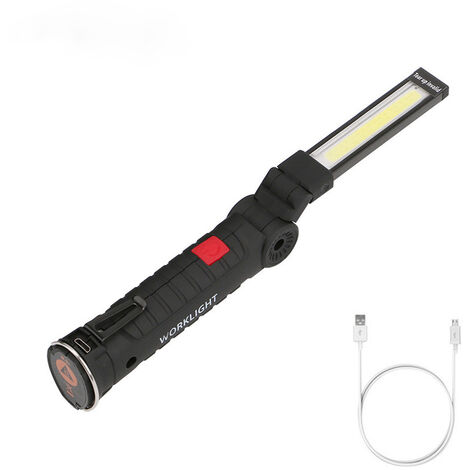 MINKUROW Torcia Usb Ricaricabile Torcia Led Lampada Da Lavoro Portatile Magnetica Cob Gancio Appeso Per Campeggio Esterno Lampada Di Riparazione (2pcs Small)