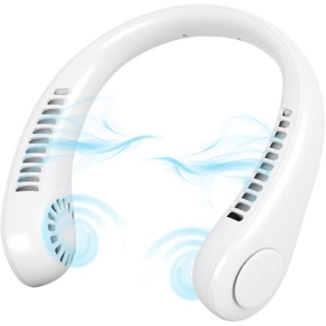MINKUROW Tragbarer Mini-Nackenventilator, USB Bladeless mit 360° Luftstrom, Sommerkühlung für Küche, Reisen, Outdoor-Aktivitäten, Weiß