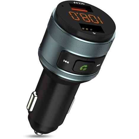MINKUROW Trasmettitore Fm Bluetooth, Trasmettitore Autoradio Qc 3.0 Wireless Bluetooth Adattatore Radio Fm Per Auto Kit Vivavoce Per Auto Con Doppio Caricatore Usb Supporta Chiavetta Usb Da 64 Gb