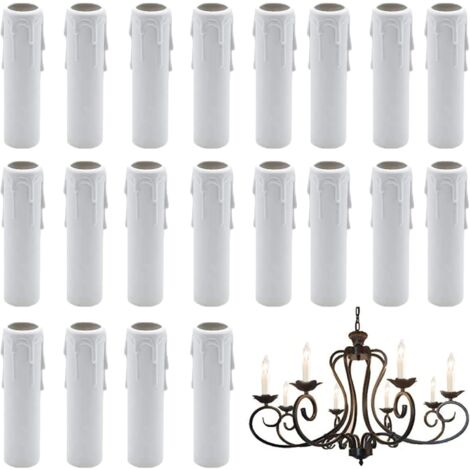 MINKUROW Tubi per Candele Set di 20 Copricandele in Plastica Vintage - 30 x 100 mm per Sostituire Lampadari Applique da Parete Portacandele-Bianco