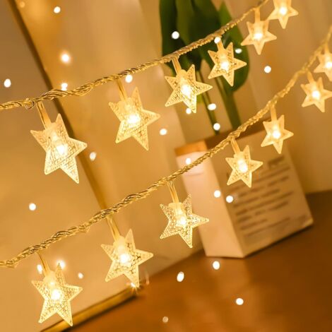 MINKUROW Twinkle Star Lights 10 LED-Lichterketten, solarbetrieben, wasserdicht, dehnbar, für Innen- und Außenbereich, Hochzeit, Party, Weihnachtsbaum, Neujahr, Gartendekoration, warmweiß