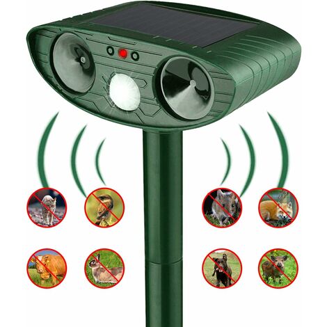 MINKUROW Ultraschall-Haustiervertreiber Ultraschall-Haustiervertreiber Katzenvertreiber Ein Haustiervertreiber, der im Garten verwendet wird, um Katzen, Hunde, Vögel und Nerze abzuwehren (Solar, Grün)