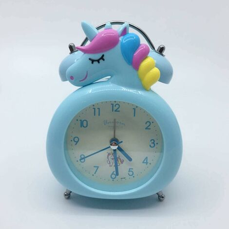 MINKUROW Unicornio Despertador Para Niños, Reloj Para Niños Con Luz Nocturna, Snooze Para Dormitorio, Artículos De Fiesta Para Niños, Decoración De Dormitorio (Azul)