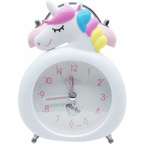 MINKUROW Unicornio Despertador Para Niños, Reloj Para Niños Con Luz Nocturna, Snooze Para Dormitorio, Artículos De Fiesta Para Niños, Decoración De Dormitorio (Blanco)