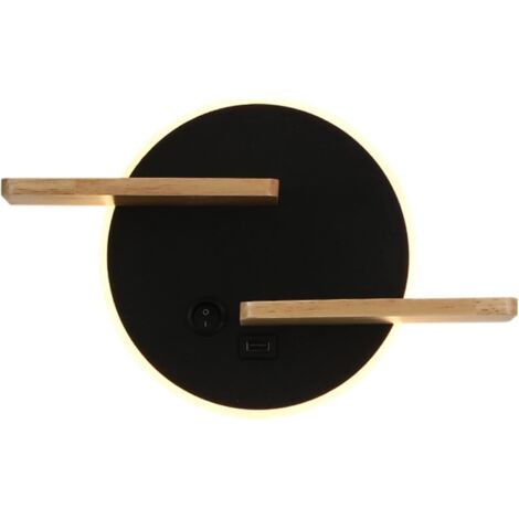 MINKUROW USB-Wandleuchte, skandinavische Wandleuchte, kreatives Wohnzimmer, Hintergrund, Wand, Schlafzimmer, Hotel, Café, Nachttischlampe (schwarze Farbe)