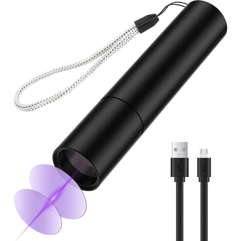 MINKUROW UV-Taschenlampe UV 365 nm Schwarzlicht Hochleistungs-3 W UV-Härtungslampe 3 Modi USB wiederaufladbare Taschenlampen