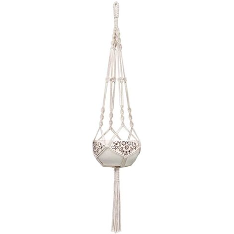 MINKUROW Vaso Di Fiori Corda Gancio Per Piante Macrame Fioriera Appesa Gancio Per Piante Vaso Di Fiori Di Cotone Appeso Decorazione Giardino Camera Porta Piante 105 Cm