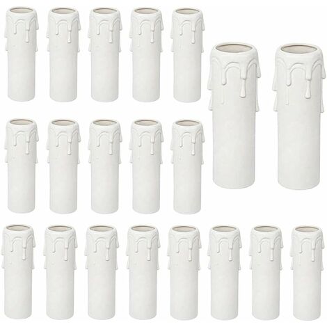 MINKUROW Vela Candelabro 20 Piezas Tubos de vela Portavelas Base de plástico Vela con gotas Tubos de vela Gotas para decorar candelabros Candelabros Blanco 25 mm
