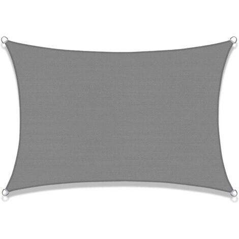 MINKUROW Vela de Sombra Rectangular 3x4m Vela de Sombra Transpirable Protección UV para Patio Jardín, Terraza, Exterior, Balcón, Gris Carbón
