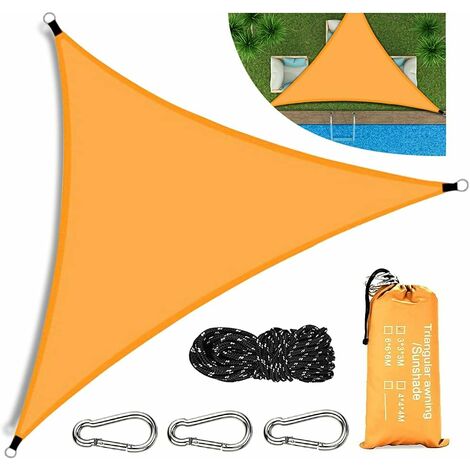 MINKUROW Vela de Sombra Triangular, Vela de Sombra Impermeable, Tela de Sombra de 3x3x3m Protección UV, Durable y Transpirable, Vela de Sombra para Patio Exterior Jardín Césped Patio Piscina
