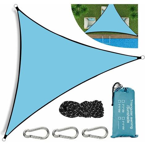 MINKUROW Vela Triangolare Ombra, 3x3x3m Vela Ombra Triangolare Impermeabile, Tenda da Sole Impermeabile, Protezione UV Vela Triangolare Ombra Vela Ombra Protezione Solare Esterno Giardino Patio
