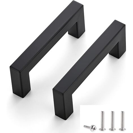 MINKUROW Venta al por mayor: juego de 2 manijas negras para muebles de 76 mm de distancia central para gabinetes de cocina, tiradores de cajones de acero inoxidable, manijas negras para puertas de gab