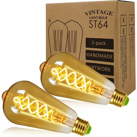 MINKUROW Vintage Edison Glühbirne E27 St64 4W Led Spirale Glühlampe Antik Warmweiß, für Cafe Home Bar - 2 Stück
