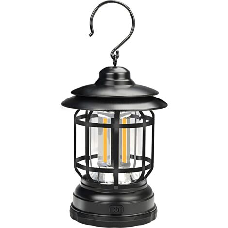 MINKUROW Vintage Led Campinglaternen Wiederaufladbar Tragbar Dimmbar Retro Tischlampen Außendekoration für Terrasse Veranda Hof Indoor Garten Haus Notbeleuchtung Stromausfall