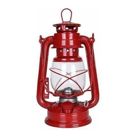 MINKUROW Vintage LED Hurricane Laterne, warmweiße batteriebetriebene Laterne, antike Metall-Hängelaterne mit Dimmer, 150 Lumen für drinnen und draußen (rot)